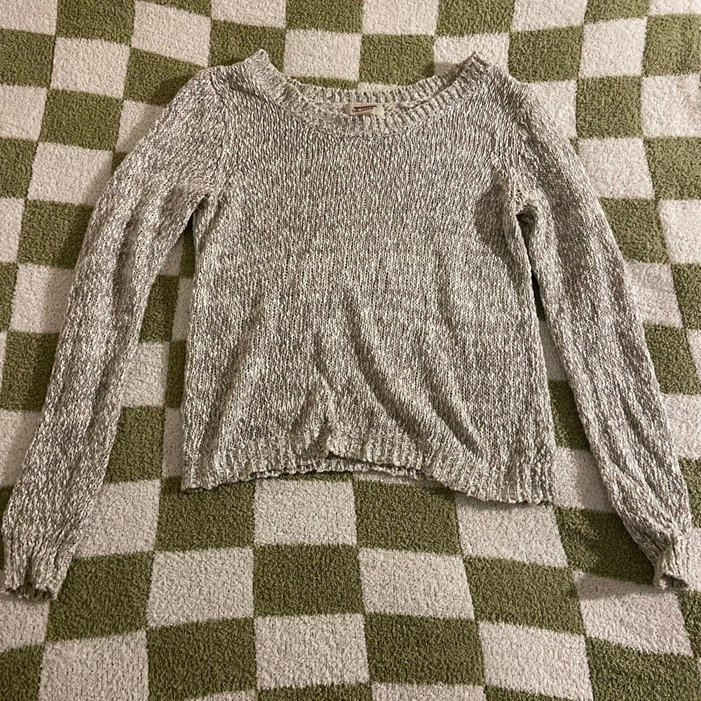 Arizona Jean Company Gray Crew Neck Sweater with Balloon Sleeves